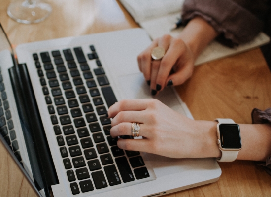 woman using a laptop