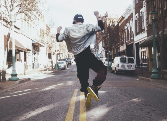 man dancing in the street