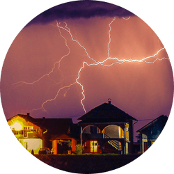 lightning striking a house